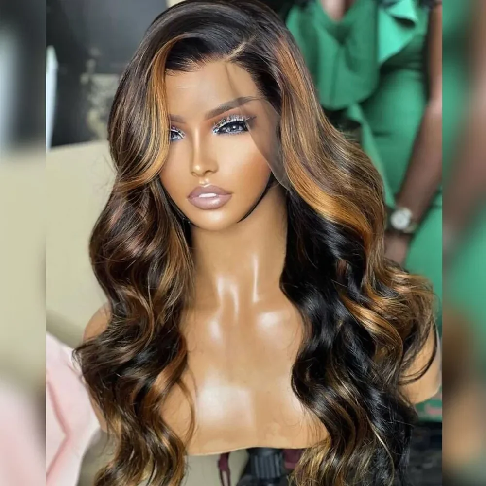 

Glueless Wig Human Hair Ready To Wear Blonde Highlight 13x4 Lace Front Wig Bleached Konts Body Wave Human Hair Wigs 30 40 inch
