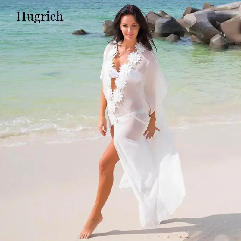 

Beach Towel Beachwear Dresses Swim Swimming Skirt Swimsuit Coverup 2020 Pure White Chiffon Decals Loose Large Yards Sun Upper