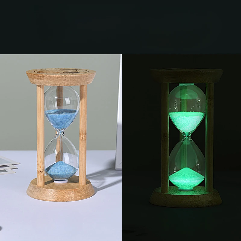 Sand Timer Creative Bamboo Fluorescent Hourglass 1-30 Minute Office Home Bedroom Decoration