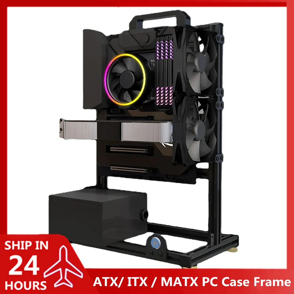 Marco de caja de computadora de estilo abierto MOD, estante de chasis  Vertical, gabinete de PC para juegos de escritorio DIY, soporte ATX/ ITX /  MATX - AliExpress