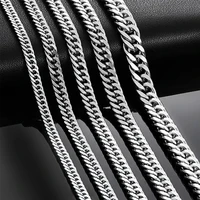 HIYEE 3mm/4mm/5mm/6mm/7mm/8mm Stainless Steel Cuban Link Chains Classic for Men Boy Curb Chunky Necklace Jewelry 14 to 28 Inches 1