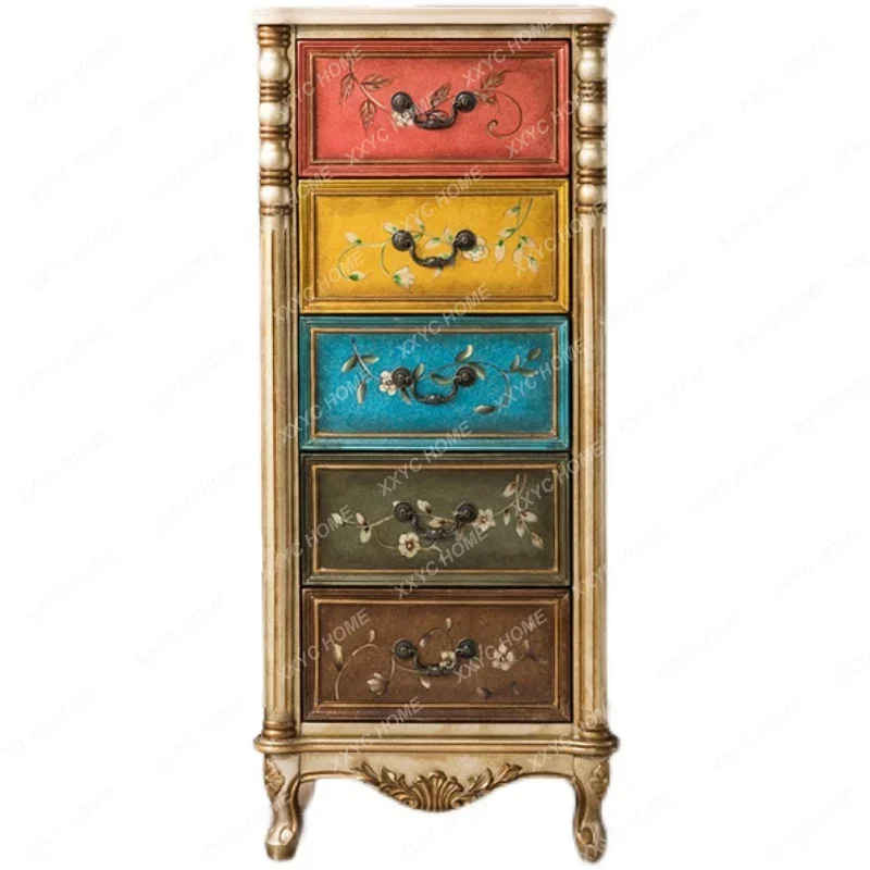 

Retro Solid Wood Painted Hallway Small Drawer Chest of Drawers Semicircle Console Distressed Furniture comodas con cajones