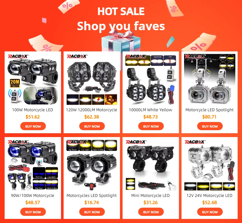 120W 12000LM Motorcycle LED Spotlight With Amber Turn Signals Lamp High Low Flas
