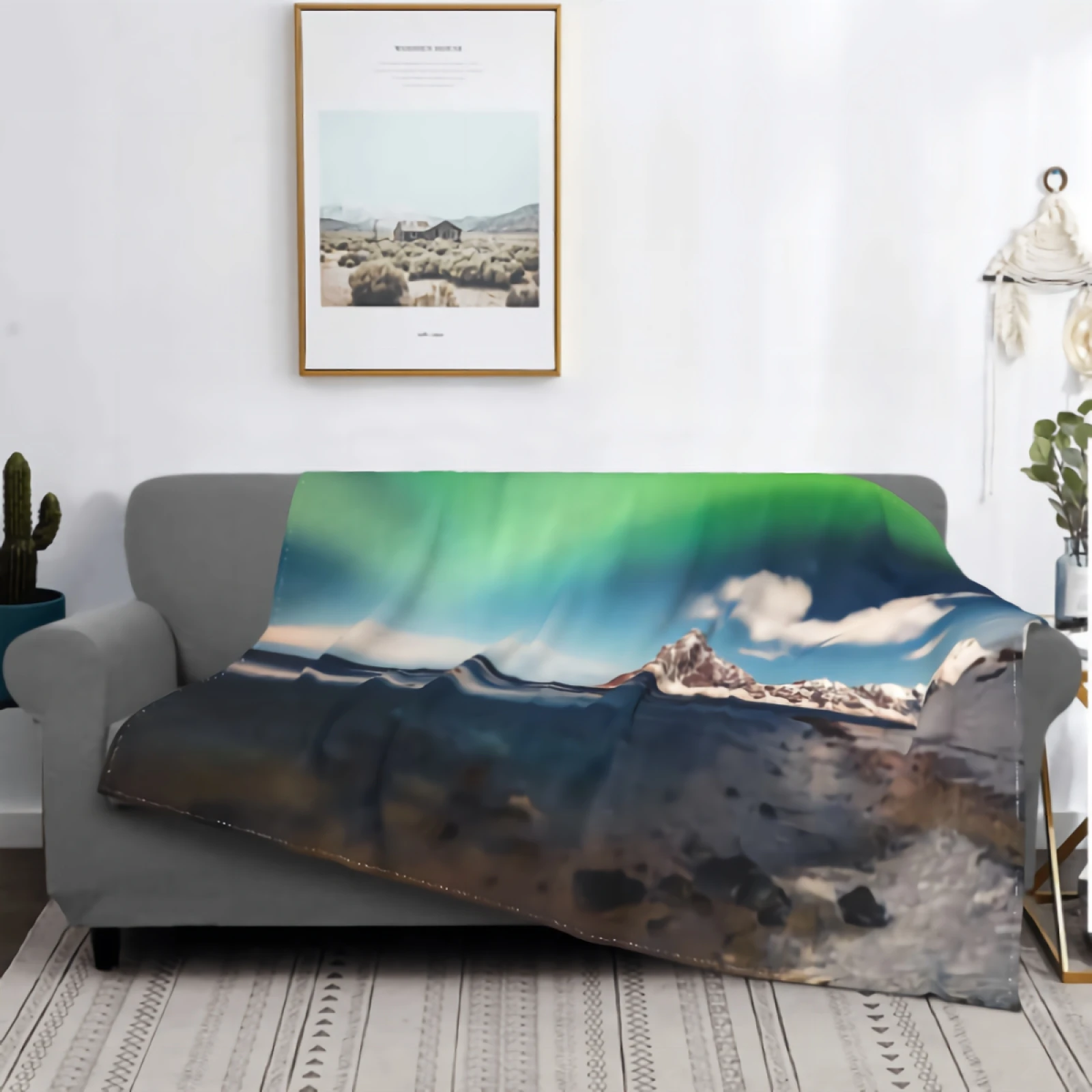 

Amazing Night Scene Of Aurora Borealis Blanket for Couch Super Soft Cozy Plush Microfiber Fluffy Blanket Lightweight Warm Bed