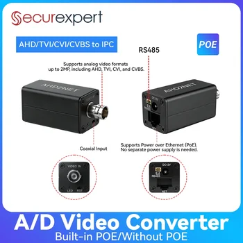 Convertitore da CVBS/TVI/AHD/CVI a Telecamera IP 1080P, ONVIF, RJ45, Alimentazione POE, Encoder Video per Sistema di Sorveglianza CCTV Analogico a NVR