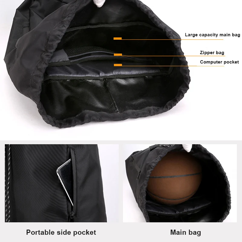 Unisex Sports Backpack Oxford Fabric Bucket Drawstring Waterproof Outdoor Soccer Football Basketball Backpack Bags 2