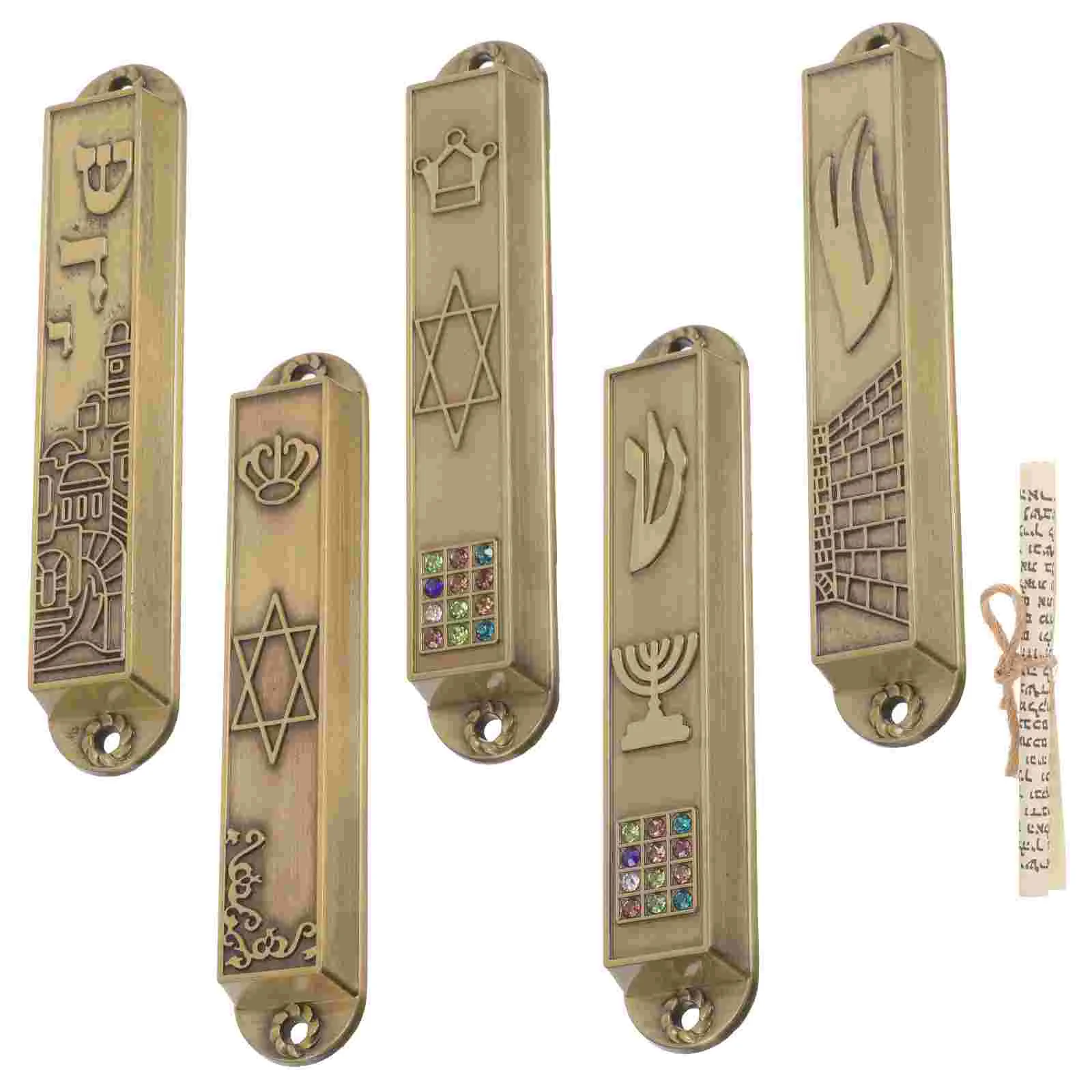 

5pcs Metal Mezuzah Vintage Style Metal Mezuzah Plaque Decor Scripture Mezuzah