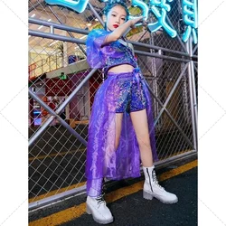 Hip-hop Girls' Dance Performance Clothing Holographic Fashion Runway Fashion Clothing for Girls, Children's Jazz Dance Clothing