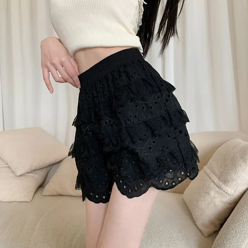 Women Lace Leggings Shorts Ruffle Safety Short Pants Cake Skirt Shorts Cute Lolita Loose Bloomers Shorts