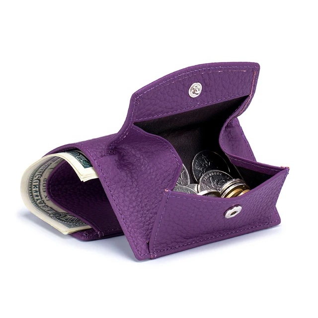 New Women Genuine Leather Purses Female Cowhide Wallets Lady Small Coin Pocket Rfid Card Holder Mini Money Bag Portable Clutch purple