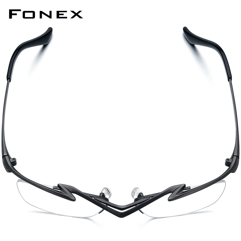 

FONEX Titanium Eyeglasses Frame Women 2024 New Men Semi Rimless Square Optical Glasses Half Optical Frame Eyewear F85763