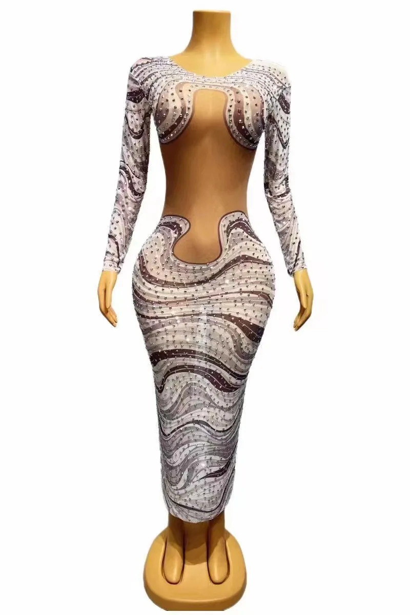 

Sexy Zebra Long Skirt Female Singer Costume Ds Dj Jazz Evening Party Outfit Long Dress Performance Wear Stage Dance Clothes