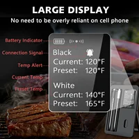 מדחום בשר אלחוטי בלוטות' IP67 עמיד למים עם מסך LCD משפר טעינה לטיגון מעשן ברביקיו תנור 2