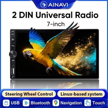 Ainavi Autoradio 2 Din para Coche, Inalámbrico, Carplay, Android Auto, Pantalla Táctil HD IPS de 7 Pulgadas, Radio para Auto, Sistemas Inteligentes, Navegación MP5, FM, Tipo C, USB, BT, Universal 1