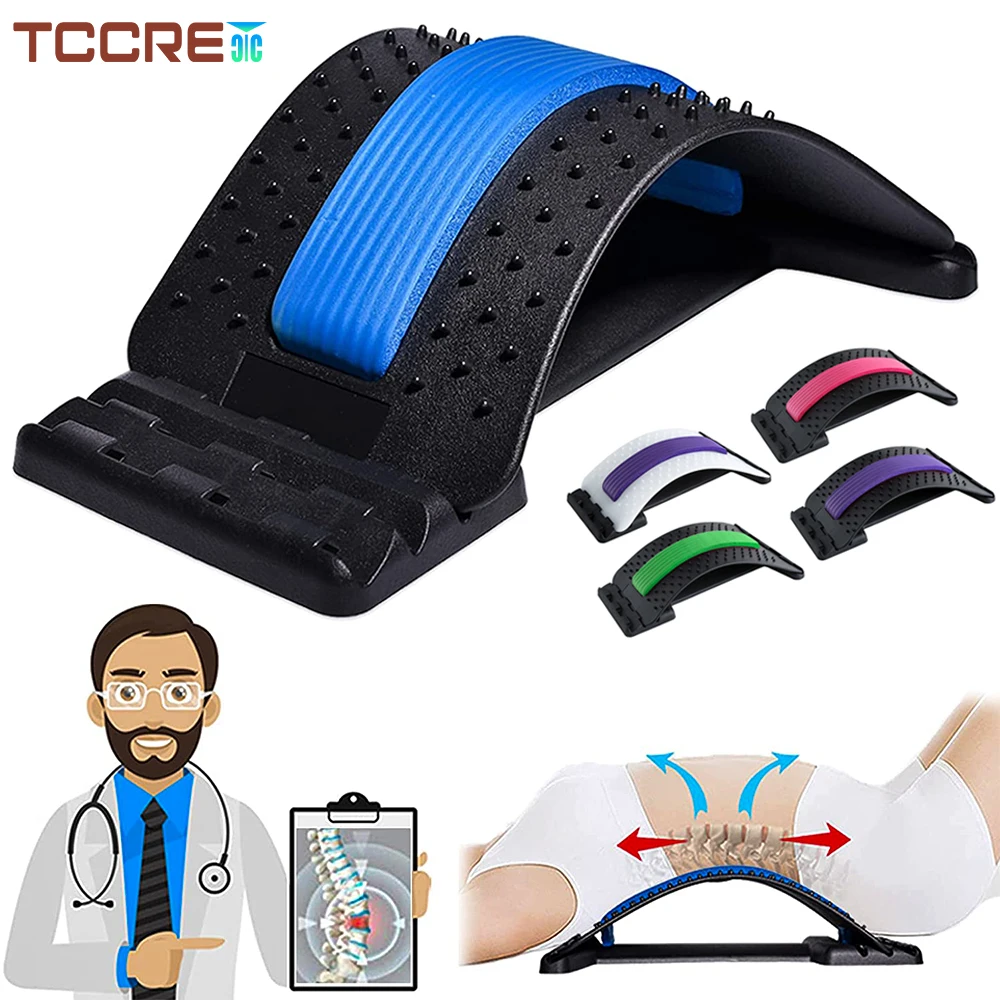 Adjustable Lumbar Back Massager Posture Corrector Multi-Level Spine Back Stretcher Support for Humpback Scoliosis Herniated Disc