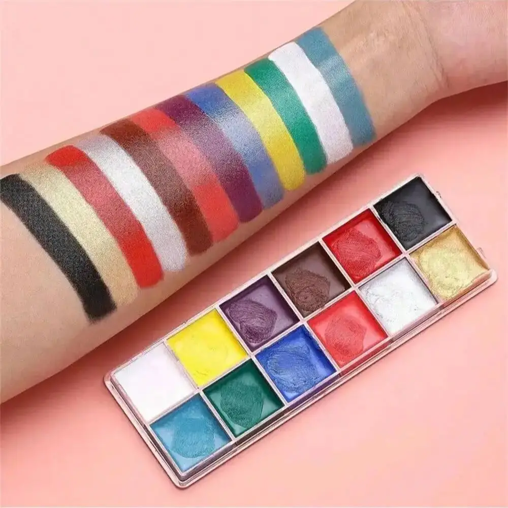12-Color oil body art and tattoo paints in a vibrant, long-lasting, easy-to-apply palette for holiday parties and events 3