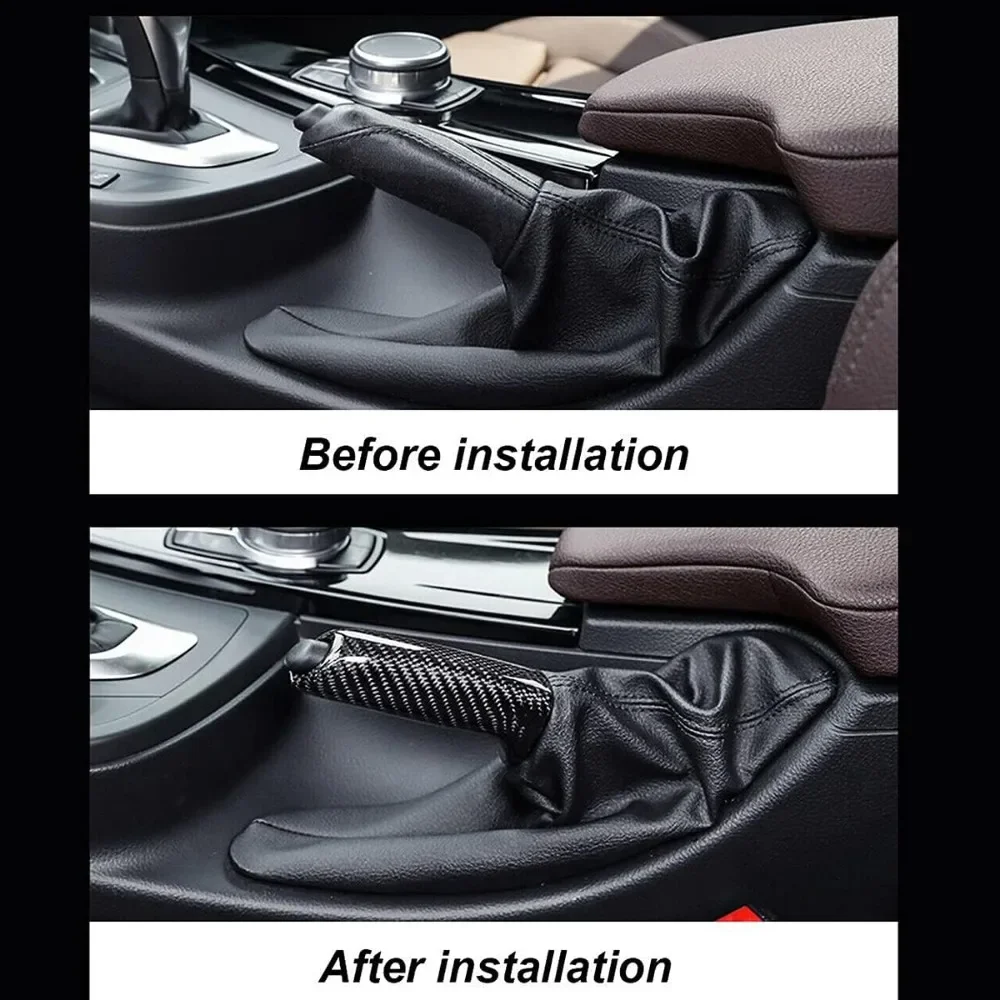 Car Black Carbon Fiber Pattern Handbrake Brake Handle Cover For BMW 1 2 3 4 5 6 7 Series E90 E92 E60 F30 E31 E35 F34 F10 F20 F80