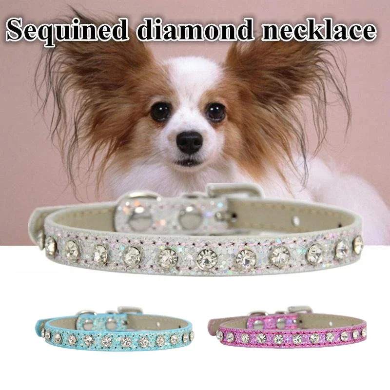 

Cute Bling Rhinestone Dog Collar Crystal Diamond Cat Collar Kitten Puppy Collars for Small Medium Pets
