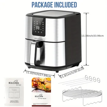 1PC KitCook Large Air Fryer XL, 1500W 120V 6.8QT Stainless Steel Air Fryers Oven, Nonstick Basket, LED Touch Screen 2