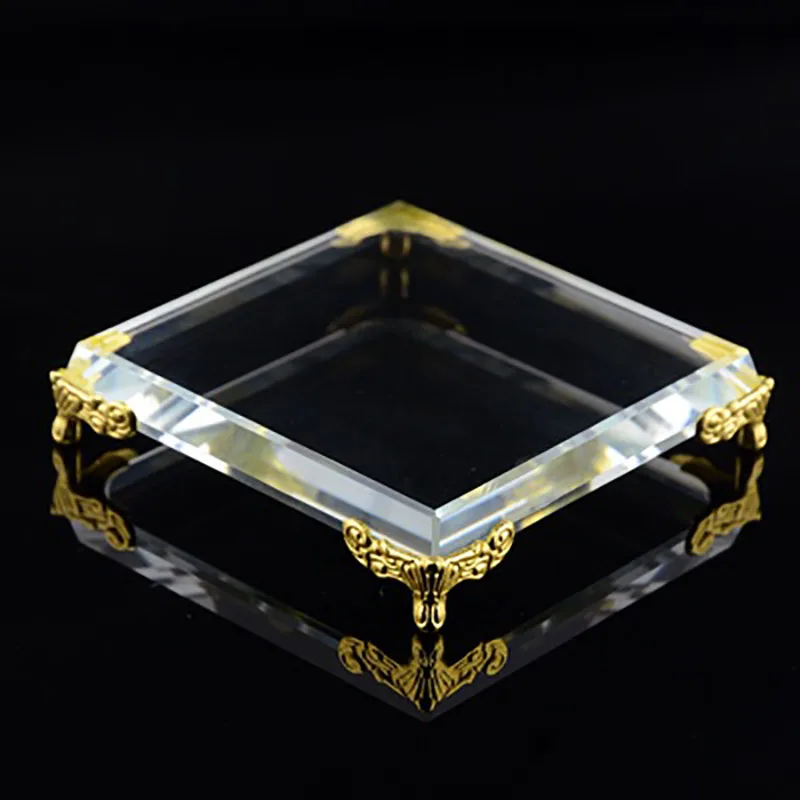 Rectangle Crystal Glass Cube Base Decorations, Craft Base, Feng Shui, Home Decoration Accessories, Modern Display Stand Holder