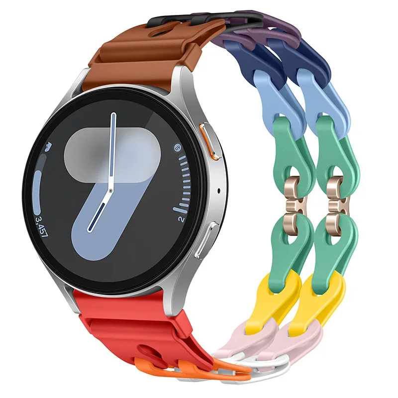 Silicone Chain Strap - 20mm/22mm Versatile Smartwatch Bracelet