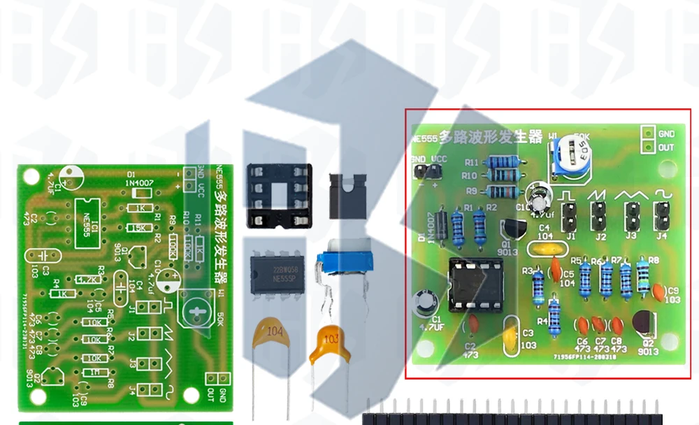 DC6-12V NE555 Impulsgenerator-Modul Sinus-/Dreieck-/Rechteckwellen-Generator Mehrkanaliger Wellenform-Signalgenerator DIY-Kit – Detail 17