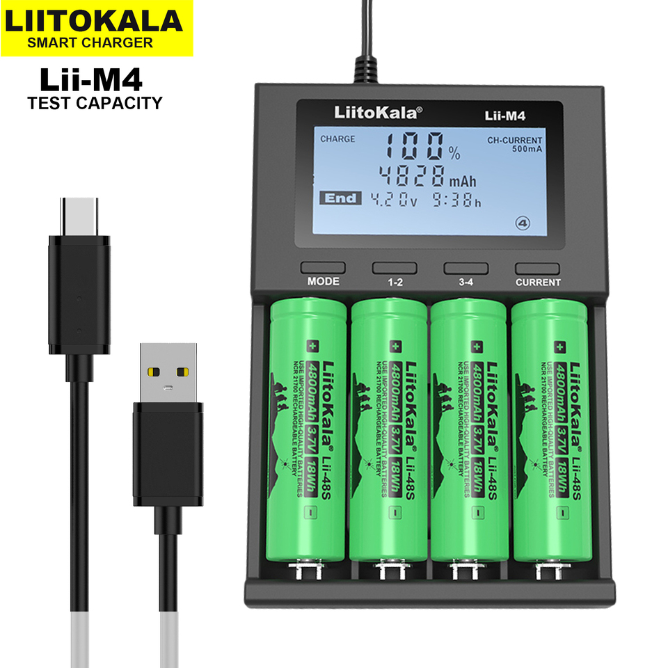 LiitoKala Lii-M4S M4 18650 LCD Multifunctional Battery Charger For 3.7V 1.2V 26650 21700 14500 18350 17500 AA AAA A C And Other