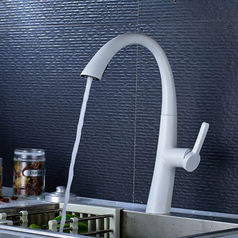 

Brass Ceramic White Bathroom Faucet Pull Out Single Handle Crane Sink Taps Hot Cold Antique Kitchen Faucets