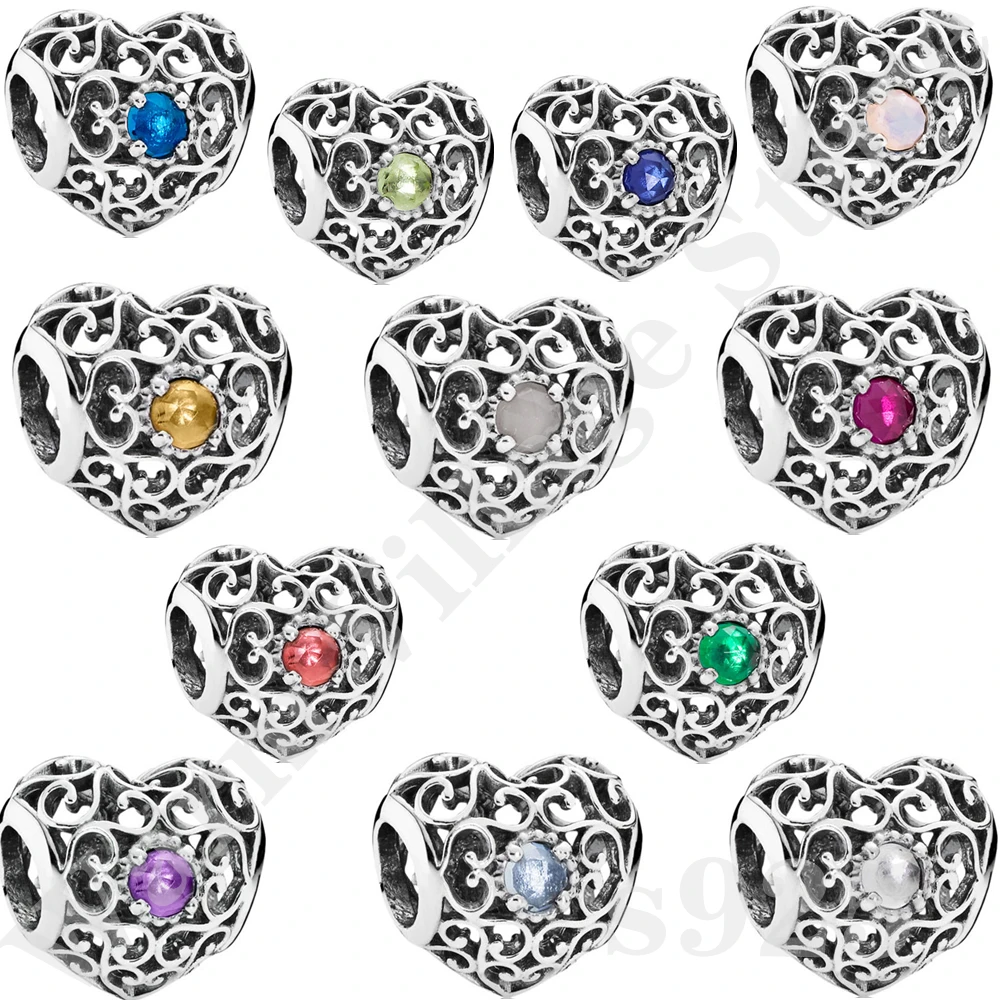 

Brand New 925 Silver Sparkling Love You Mom Infinity Heart Cutout Beads Original Charm Bracelet Beaded DIY Women's Jewelry