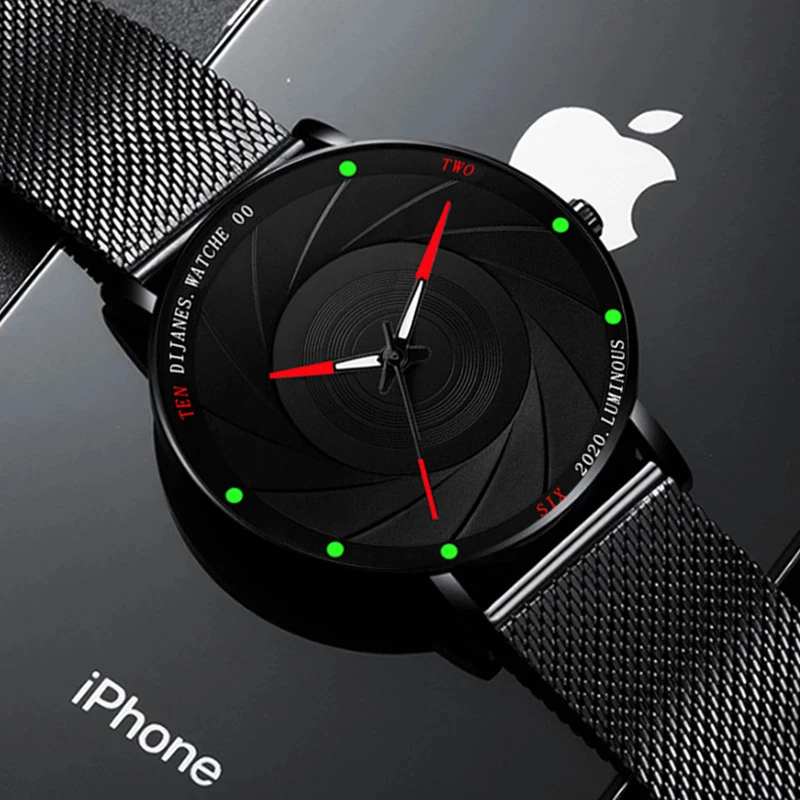 

New Minimalist Men's Fashion Watches Ultra Thin Stainless Steel Mesh Belt Quartz Wrist Watch Men Leather Watch relogio masculino