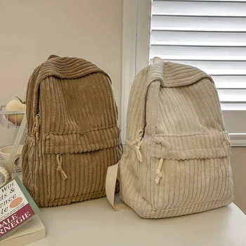 Zaino in velluto a coste stile coreano, nuovo zaino versatile da donna, zaino da viaggio per studenti, zaini di grande capacità per il pendolarismo