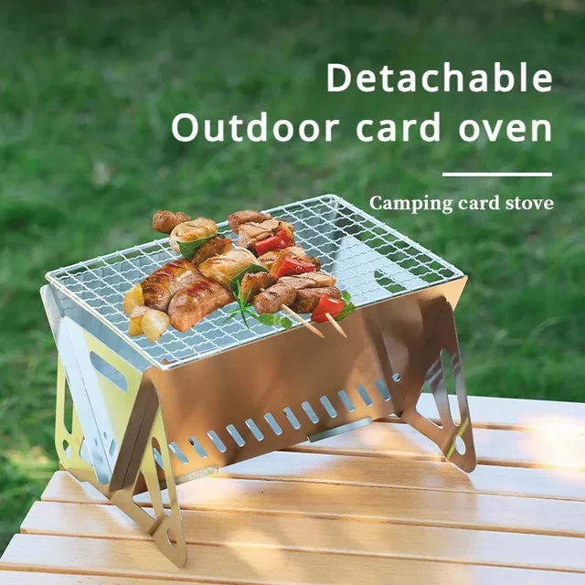 1 PC Outdoor Folding Card Stove Stainless Steel Burning Stove Wood Camping Supplies Camping Stove Camping Accessories
