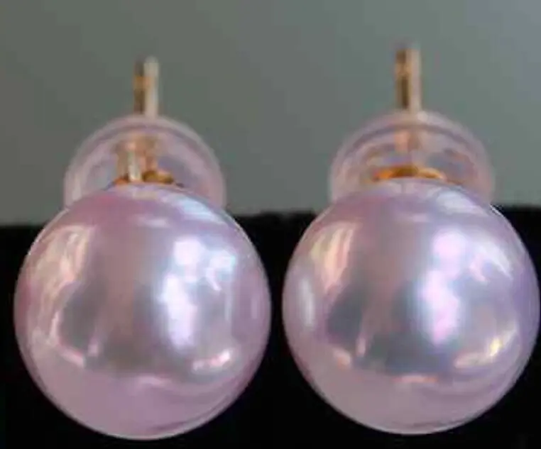round top quality AAA 7-8mm natural Akoya white pearl earrings 14K/20