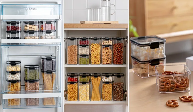 Transparent Square Storage Tank - Thick Sealed Dried Fruit  Grain Container 46070095013001800ml