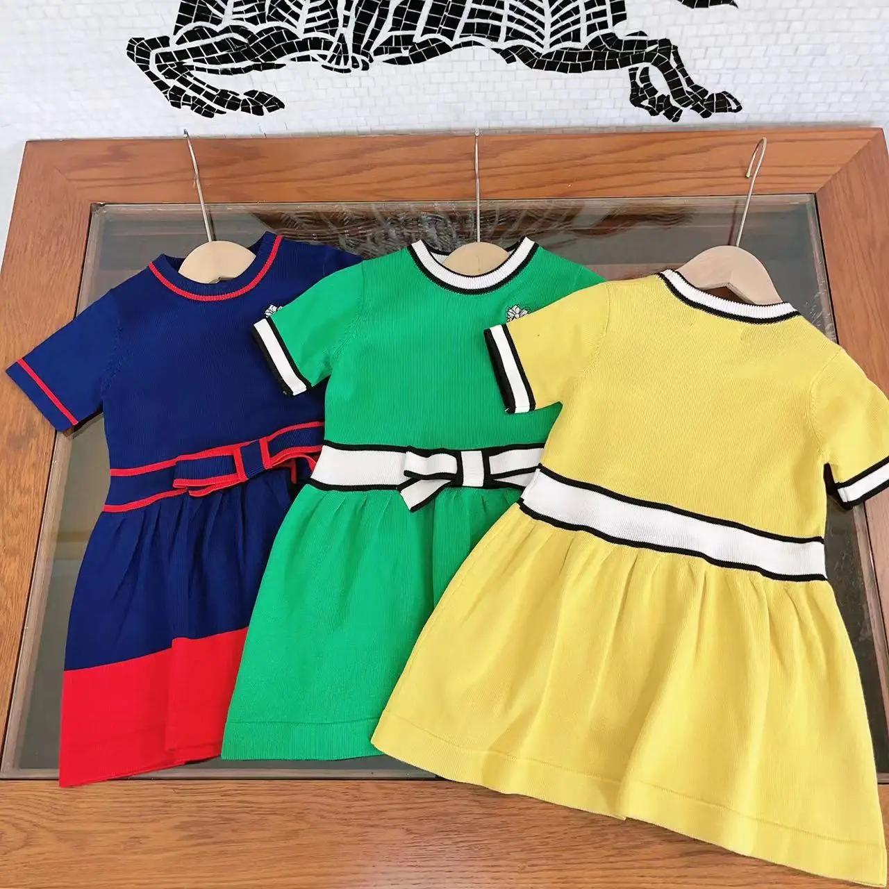 

Light Luxury Children's Wear Girls Vintage Formal Prom Dress Princess Knitted Sweater Dress Girls Birthday Clothing Party Outfit