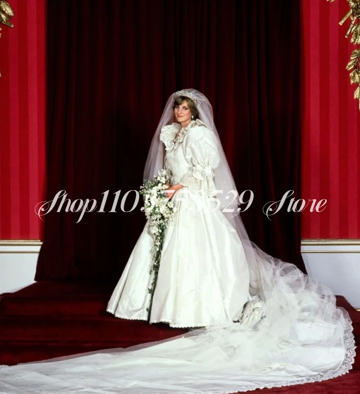 Fluffy Victorian Wedding Dresses Princess Diana Ivory Long Sleeve - Main Image