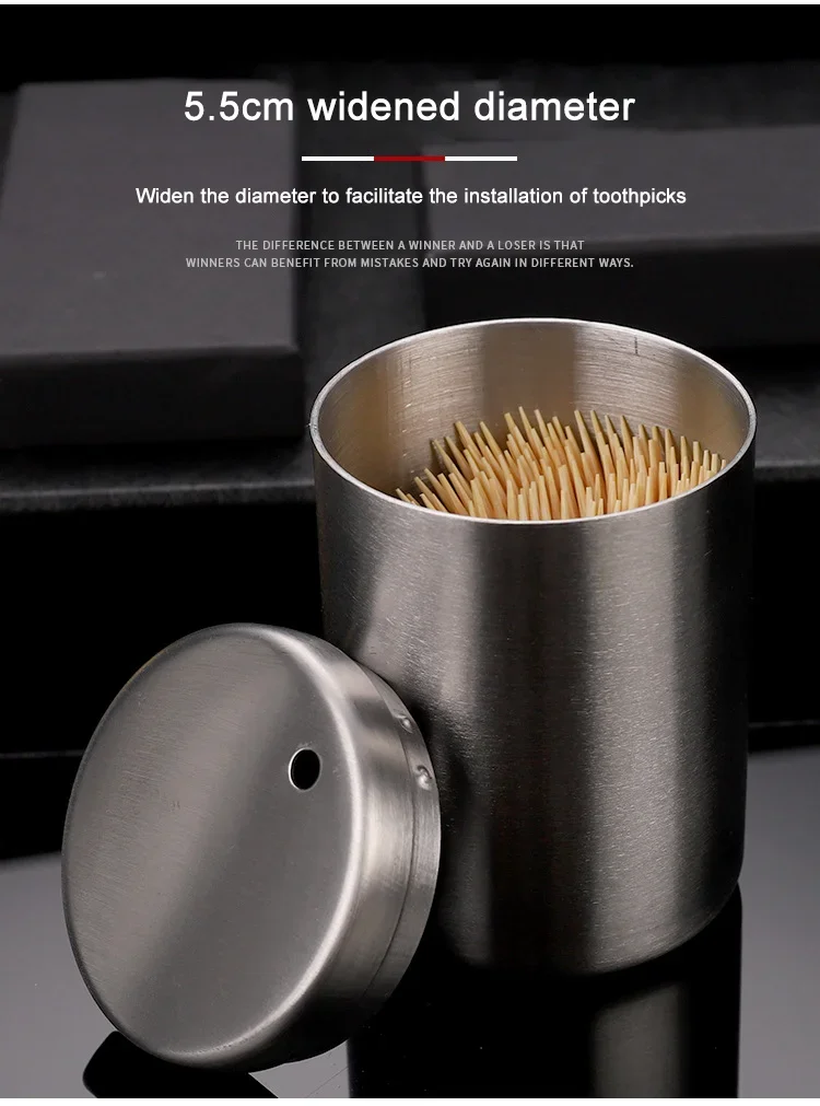 Description Picture 5 of itemStainless Steel Toothpick Container Cotton Swab Dispenser Creative Simple Portable Cotton Toothpick Container Storage Box Home