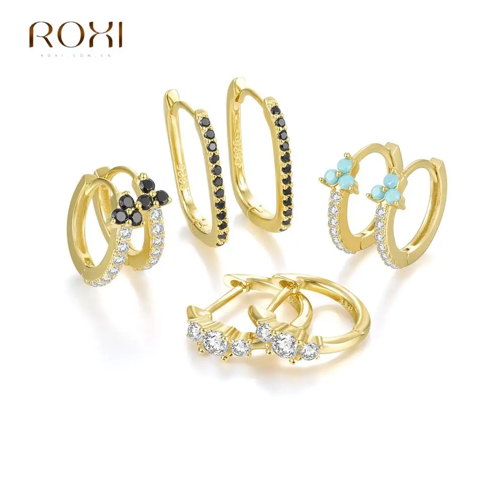 ROXI Heißer Verkauf Kristall Gold Hoop Ohrringe für Frauen 925 Sterling Silber Ohrring Schmuck Y2k Europa und Amerika Pendientes Hombre