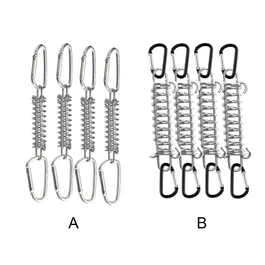 

4 Pieces Portable Tent Tension Spring Buckle Replacement Camping Canopy Awning Wind Rope Tensioner Carabiners Silver