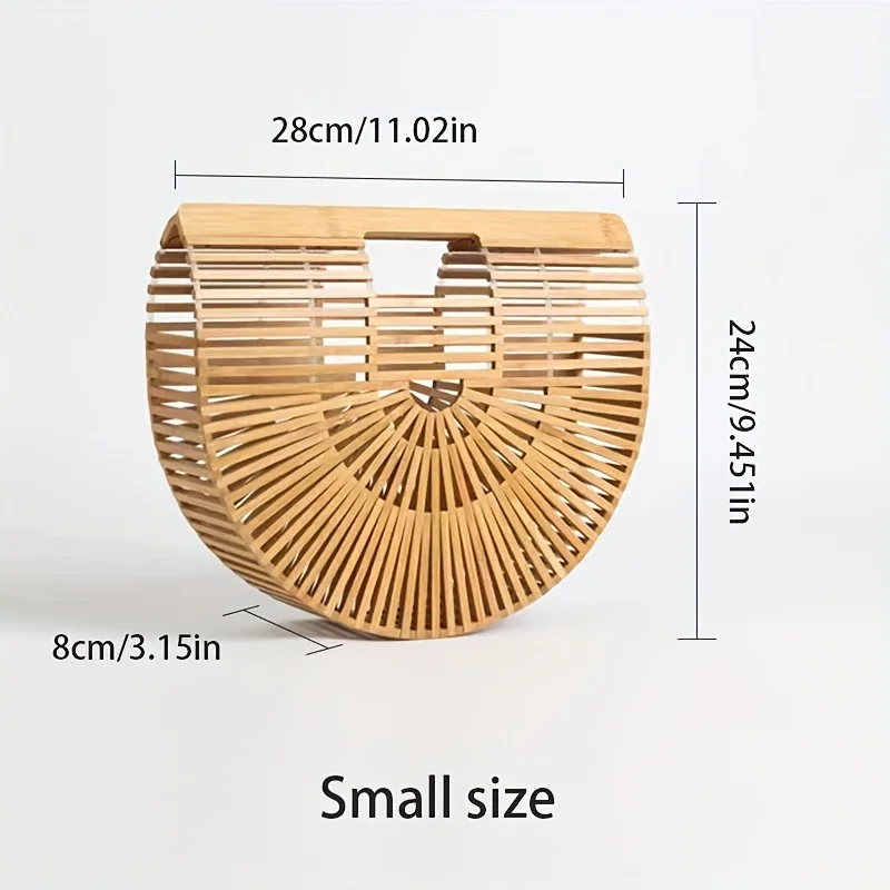 Hot Selling Handmade Half Round Bamboo Bag For Women Vacation Beach Handheld Tote With High End Feel