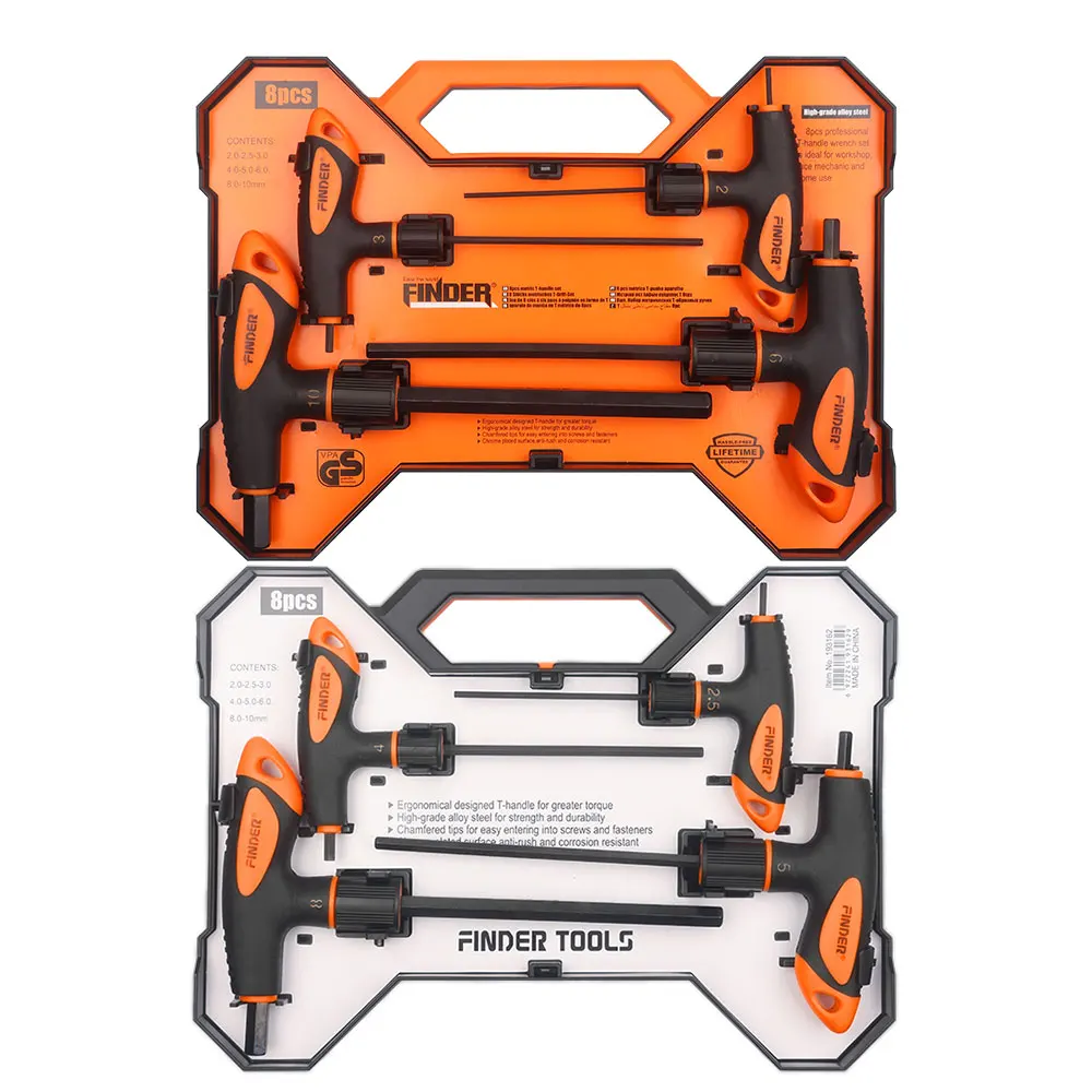 Naroote Juego de llaves Allen hexagonales con mango en T, llave hexagonal  de mango largo, juego de llaves Allen con mango en T para ejes largos