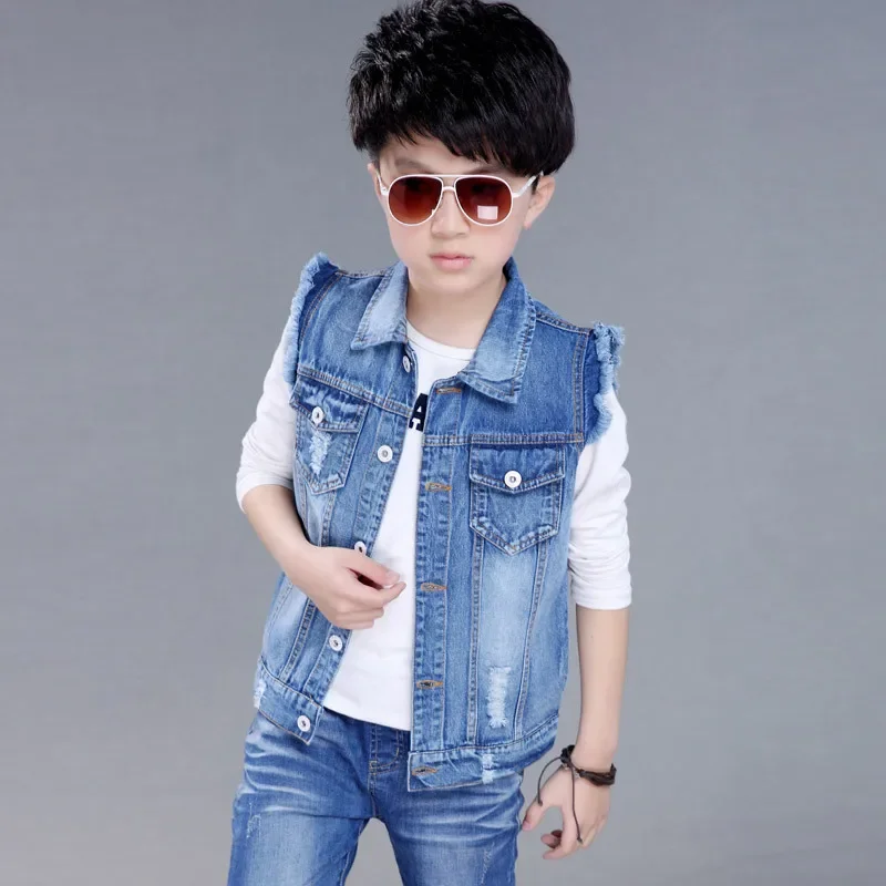 Children Clothes Boys Denim Spring Autumn Vest Kids Waistcoat Fashionable Sleeveless Outerwear School Tops Baby Boy Jacket kids vest