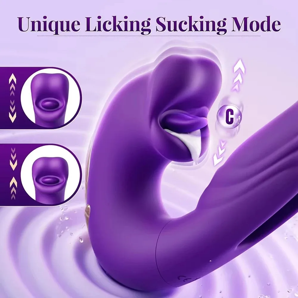 Flapping Dildo Vibrator for Women Tongue Lips Licking Clit Clitoral Sucker Vagina Stimulator G Spot Vibrators Adult Female Goods