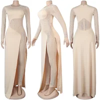 HBLL Sexy Rhinestone Jumpsuit Luxury for Women Long Sleeve Sheer Mesh Patchwork Skinny Night Birthday Party Club Romper Overalls - Image 5