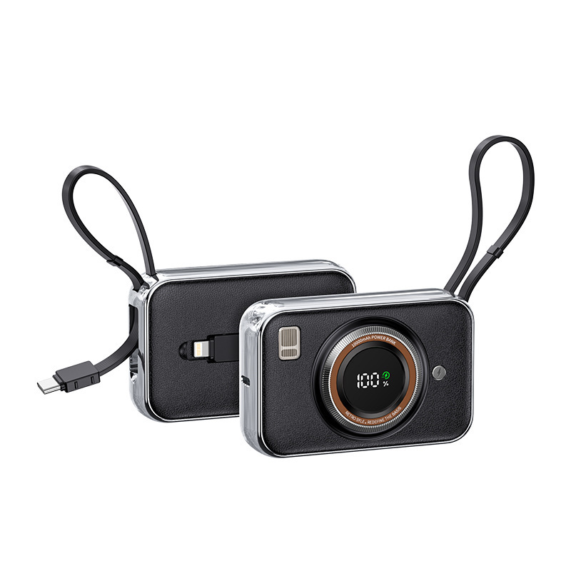 Portable Charger 10000mAh PD20W Fast Charging Power Bank with Built-in Cables, LED Display,  Compatible with iPhone,  Android