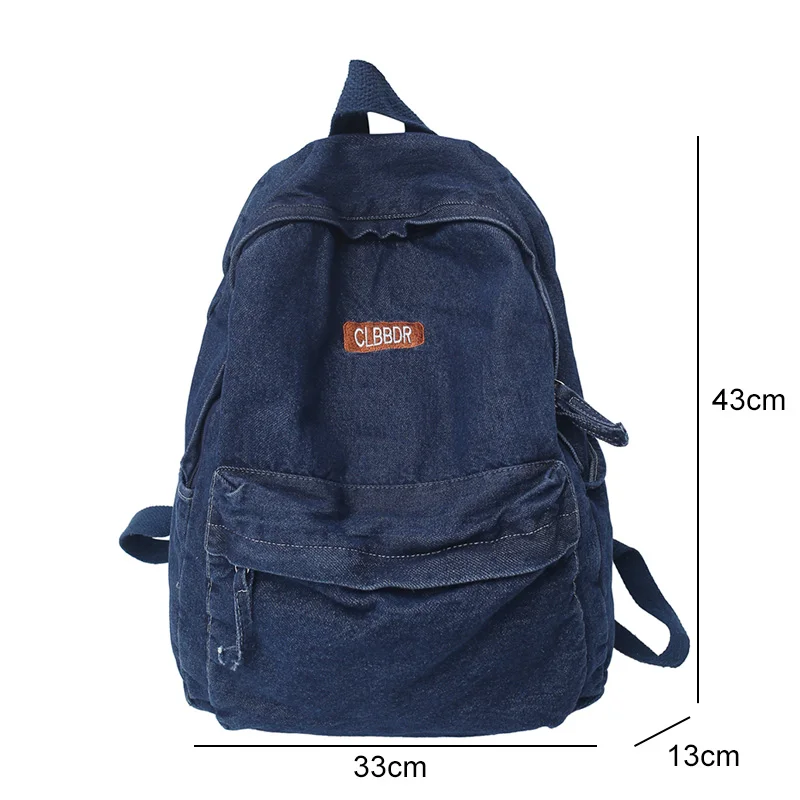 Denim Blue Mens 14 inches Backpack School Backpack Blue Jean Travel Ba