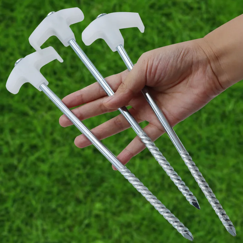 4/8/10Pcs Luminous Camping Metal Tent Pegs 25cm Length Florescent Screw Thread for Tent Stakes Steel Nails for tent pegs camping tent accessories