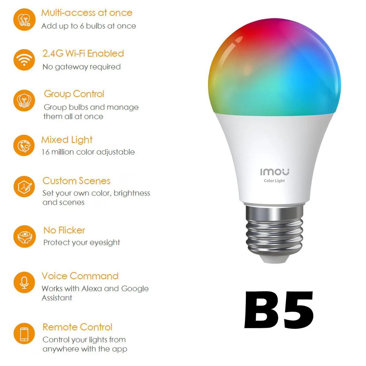 Imou B5 Smart Light Bulb Control Lamp UK Plug E27 Base Dimmable 220-240V 9W  Light Led Lamp Bombilla Colorful Changing - AliExpress