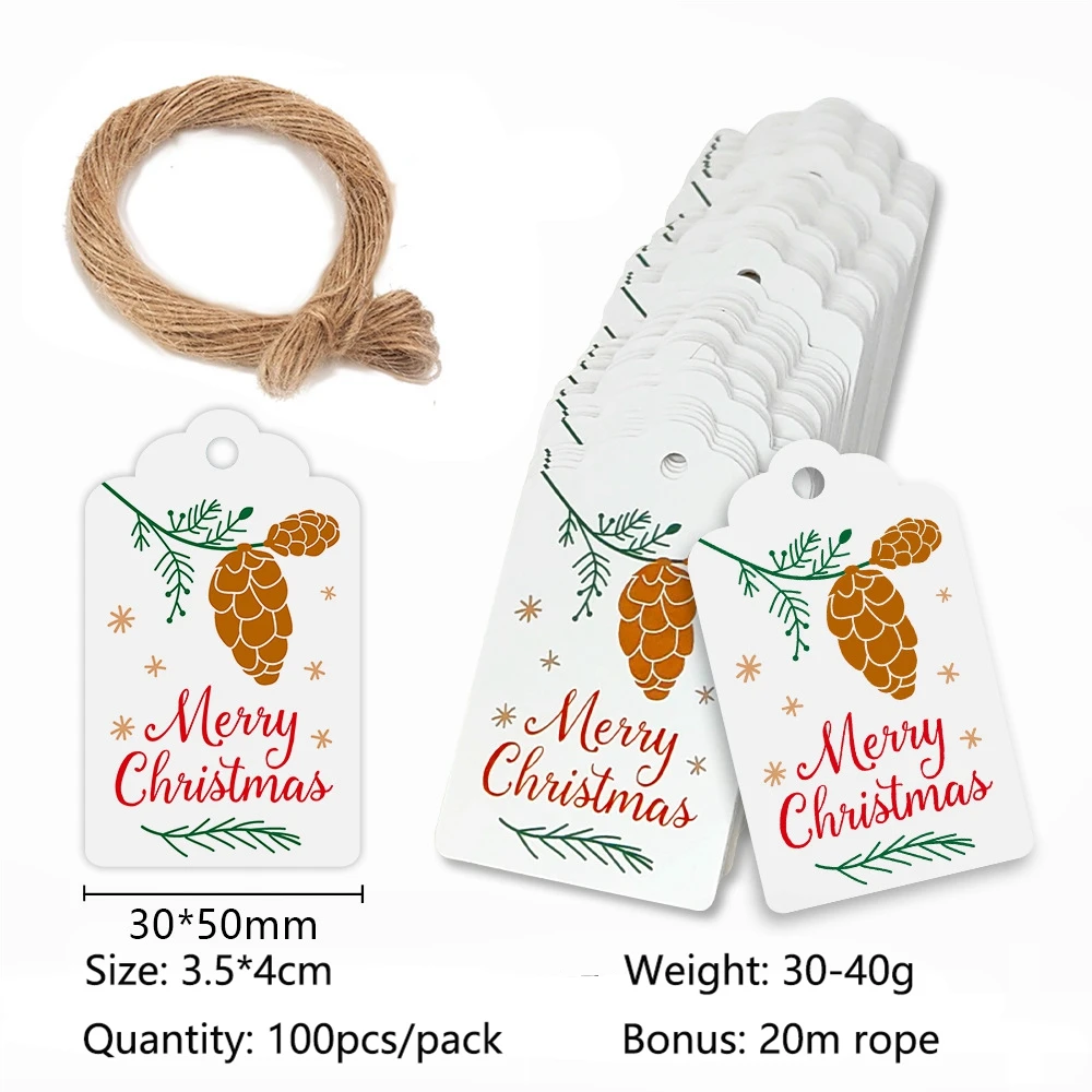 Christmas Gift Tags 50 Count with String for DIY Xmas Present Wrap and  Label Package Name Card 