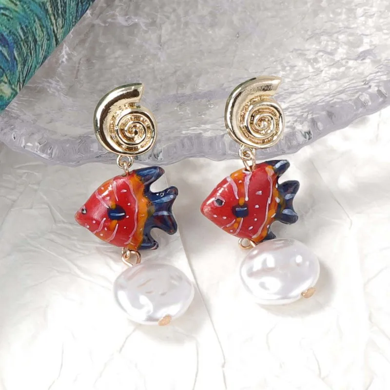 Cute Octopus Drop Earrings Marine Design Resin Copper Alloy Jewelry